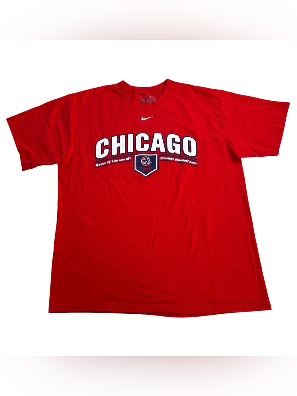 Vintage Nike Team Chicago Cubs MLB Men’s Center Swoosh T-Shirt Y2K Red size M